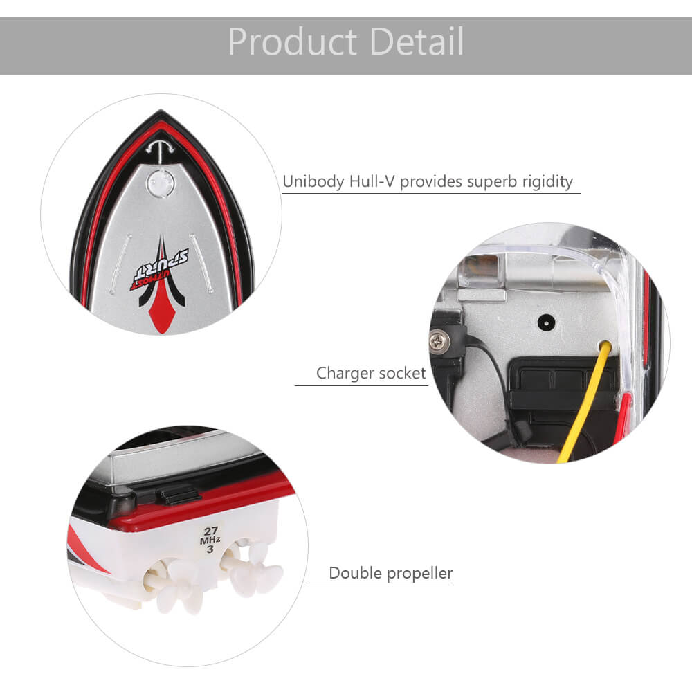 Happy Cow 777-218 Mini RC Speedboat Racing Boat Yacht Model Ready-To-Go - Red