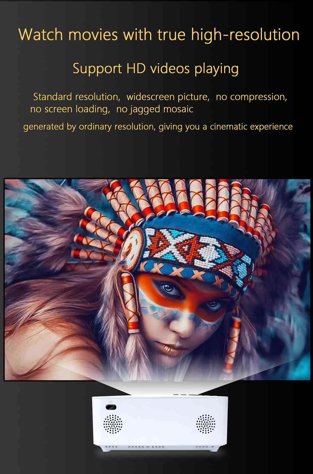 P6 Miracast 1800 Lumens HD Projector Wireless USB HDMI Support DLNA/Miracast/Airplay/Airplay Mirroring Function