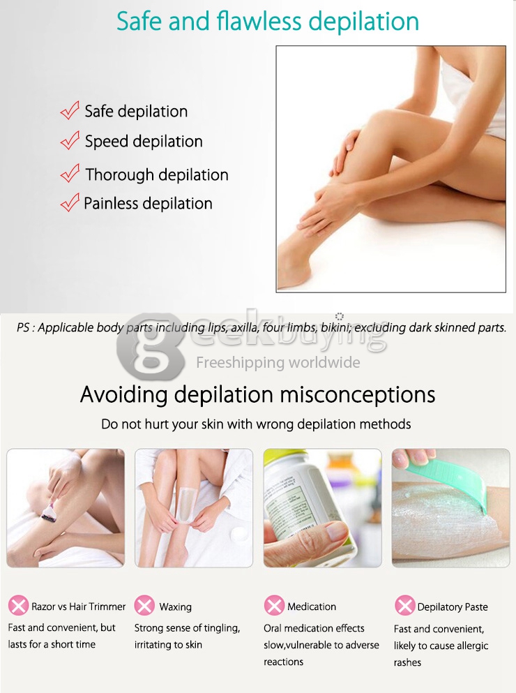 BEAUTIA ML-712 IPL Irradiator Depilator Epilator Hair Remover Skin Care Hair Removal Depilation 3 Levels Energy Adjusting - White