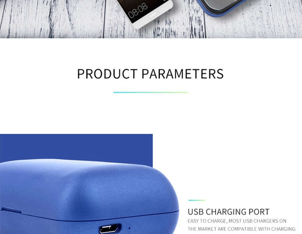 T1 Pro Bluetooth 5.0 TWS Earbuds Unilateral Use 2200mAh Charging Box Siri Binaural Call Titanium Film Drivers IPX6