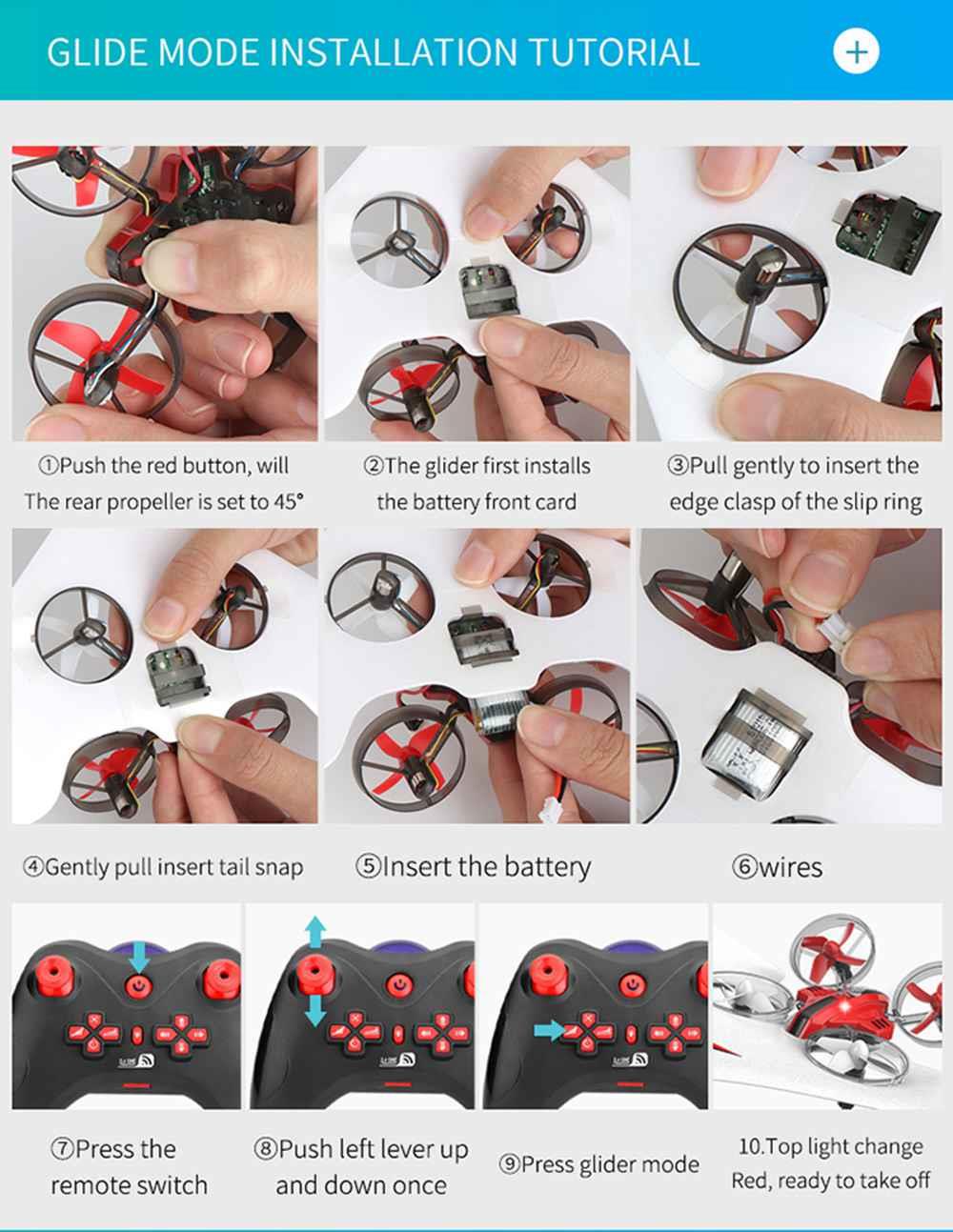 L6082 Air Genius RC Quadcopter Airplane Tiny Whoover All-In-One DIY 2.4G RC Drone For Kids Gift RTF Red - Three Batterie Version