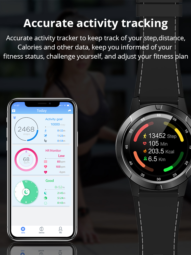 MAKIBES M4C Smart Watch GPS Bluetooth Heart Rate Monitor Call Message Reminder Music Player - Black