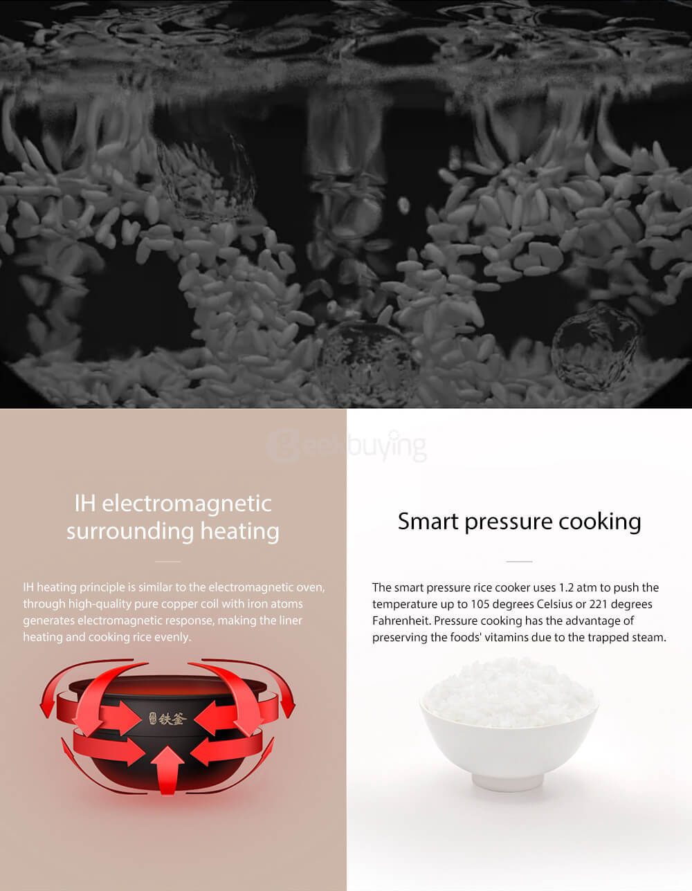 Original Xiaomi Mi Rice Cooker Mi Jia Induction Heating Pressure Rice Cooker Smart Control Ih Heating 3.0L Capacity - White