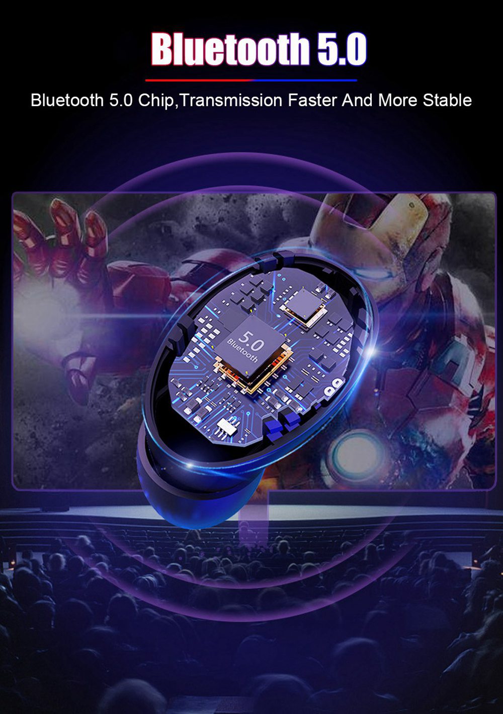 HBQ Q32 TWS Bluetooth 5.0 Earbuds Stereo IPX5 Water Resistant - Black