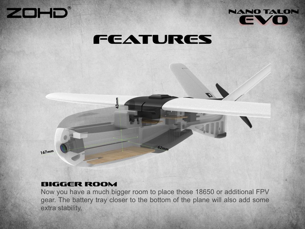 ZOHD Nano Talon EVO 860mm Wingspan AIO V-Tail EPP Molded FPV Fixed Wing RC Airplane PNP With Power System - W/O FPV System