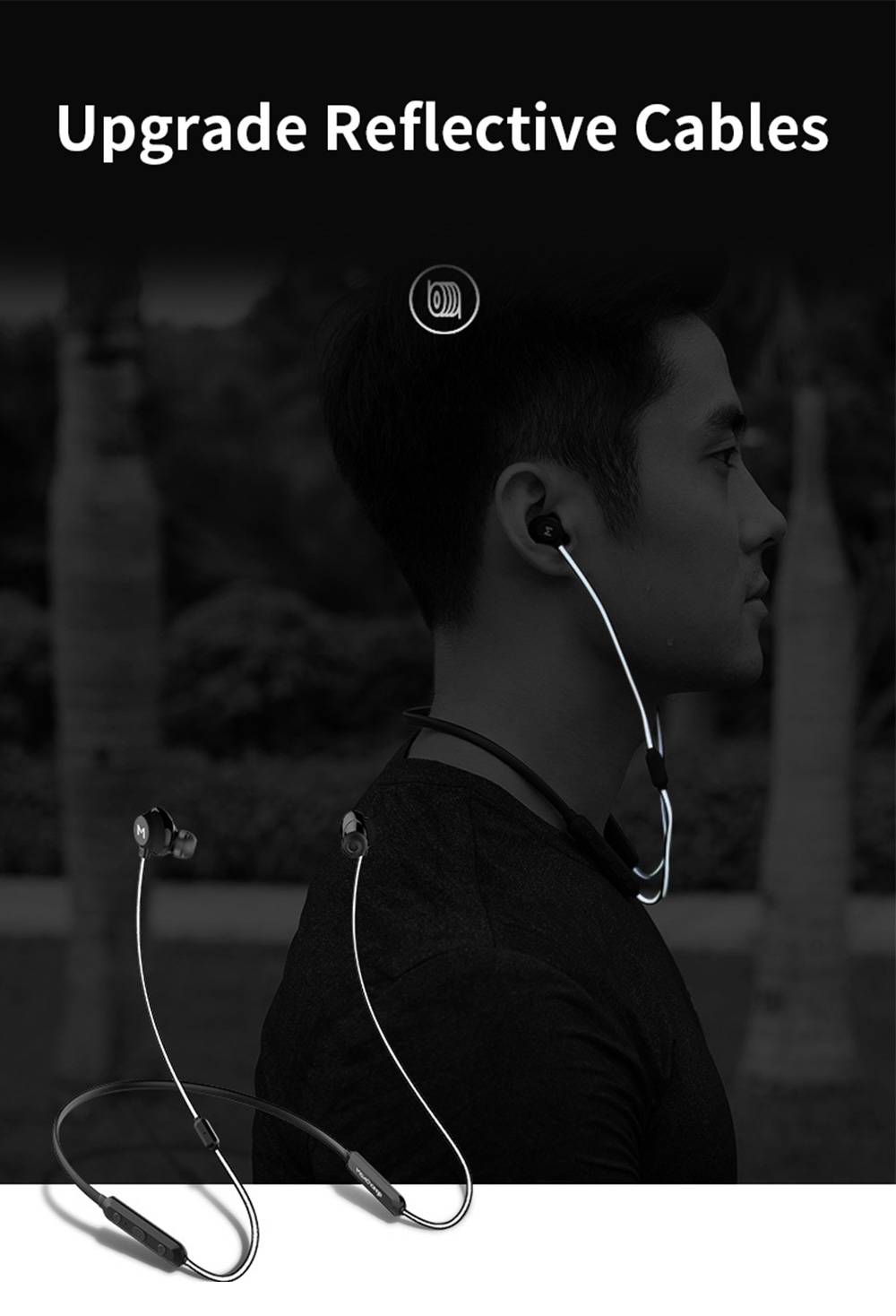 Maxchange Qule-C6P Bluetooth Neckband Earphones HiFi Stereo Noise Reduction 7 Hours Playtime - Black