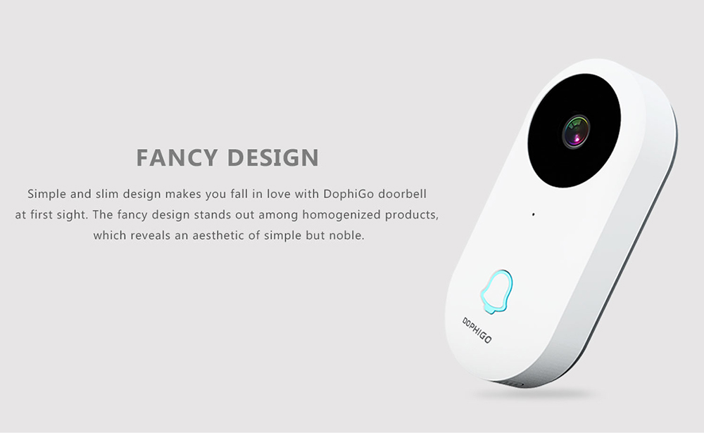 Dophigo DPH-DI-200 Smart Wifi Video Doorbell Door Intercom with Indoor Chime Water Resistant Two-way Audio Works With Amazon Alexa - White EU Plug