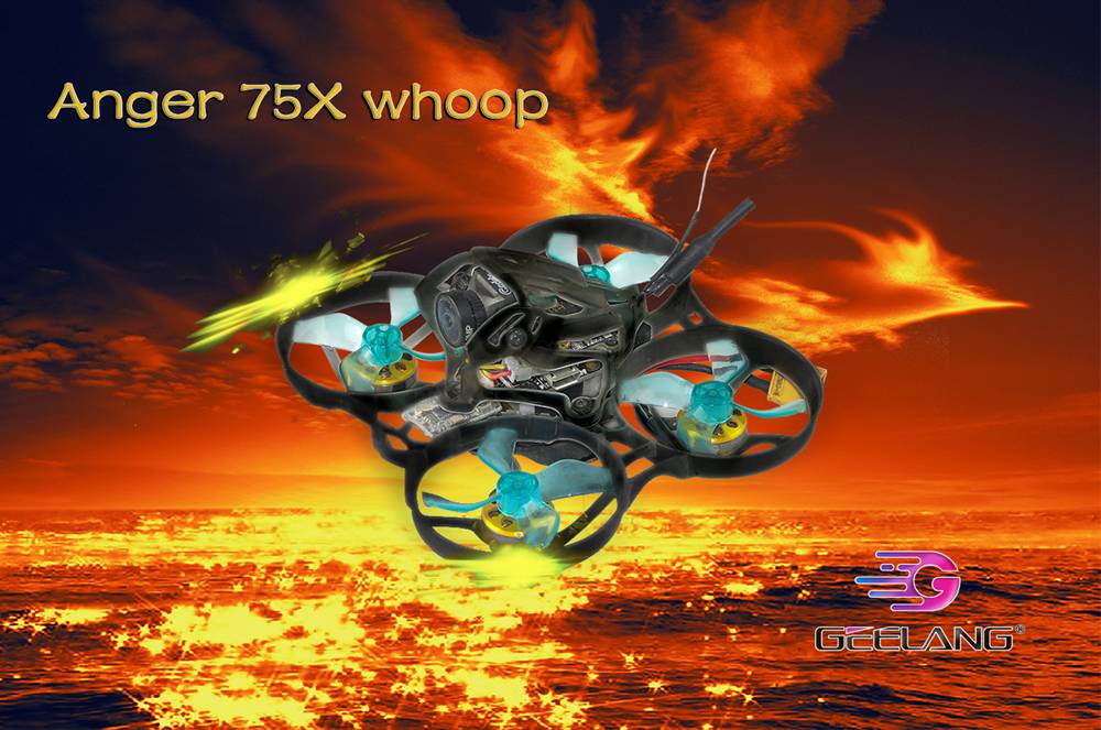 Geelang Anger 75X 75mm 4S Whoop FPV Racing Drone With F4 OSD 12A Blheli_S 5.8G 200mW VTX Caddx EOS V2 Cam PNP - Without Receiver