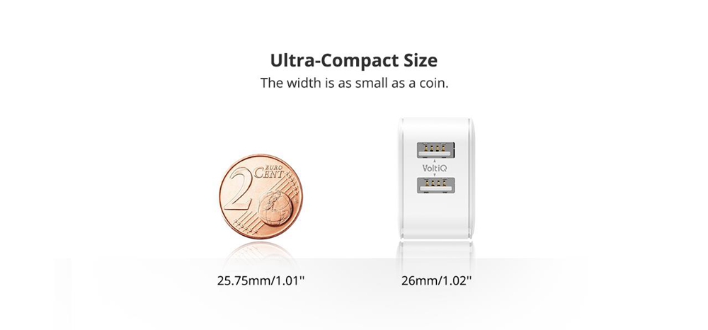 Tronsmart 2 Pack W02 Dual Port USB Wall Charger 12W VoltiQ for iPhone Xs iPad Pro Samsung - EU