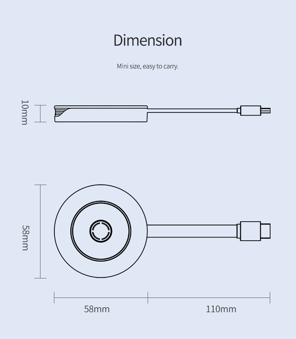 MiraScreen G10A Wireless Display Receiver Plug & Play 2.4G+5G WIFI 4K support Android/ IOS/ MAC/ Windows
