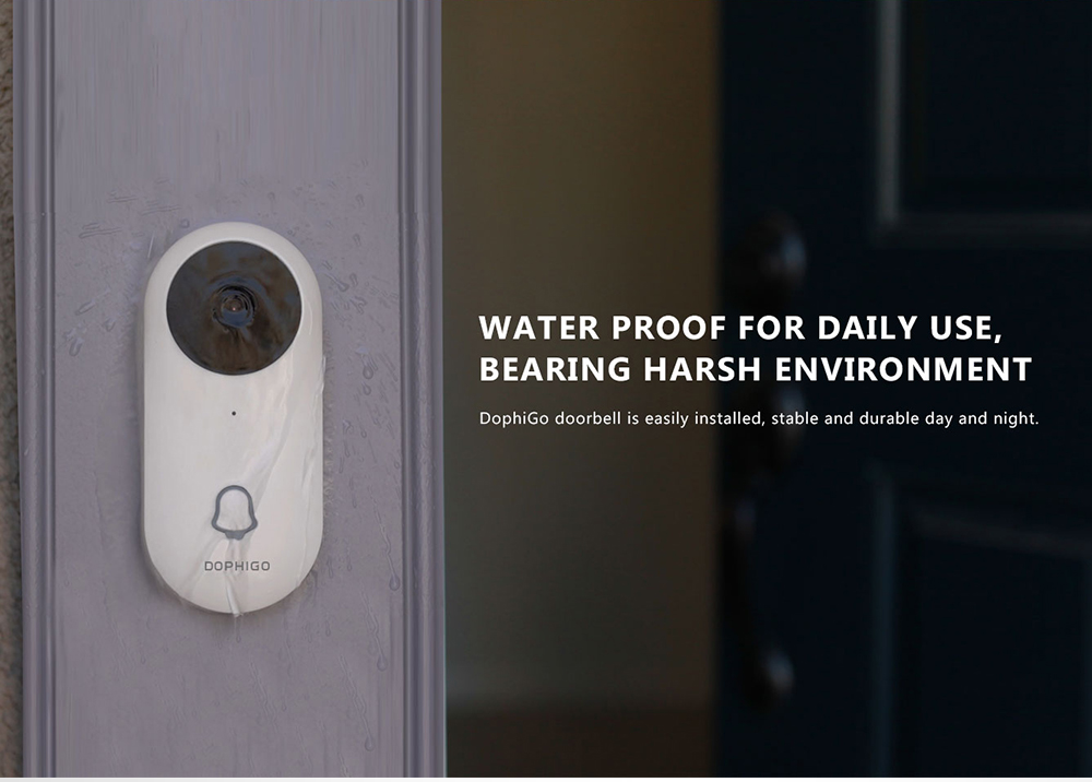 Dophigo DPH-DI-200 Smart Wifi Video Doorbell Door Intercom with Indoor Chime Water Resistant Two-way Audio Works With Amazon Alexa - White EU Plug