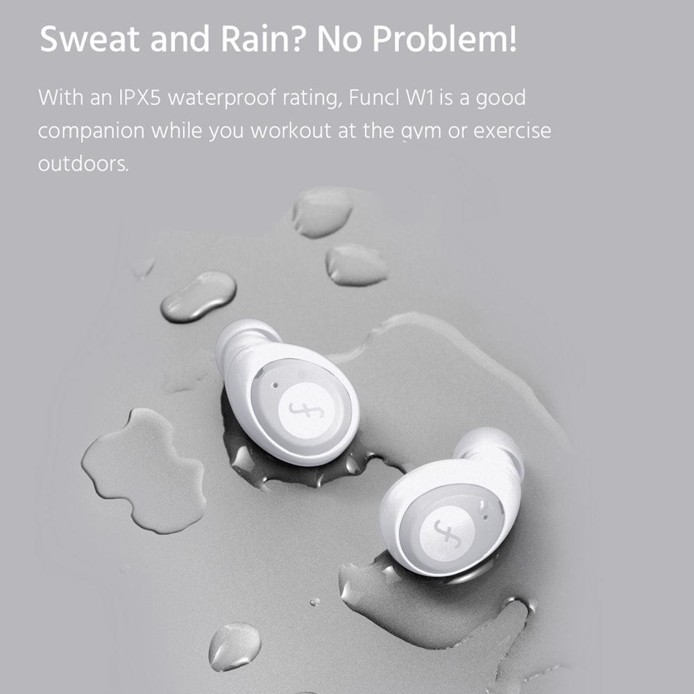Funcl W1 TWS Bluetooth 5.0 Earphones Binaural Call HiFi Stereo Sound Voice Assistant 360mAh Battery