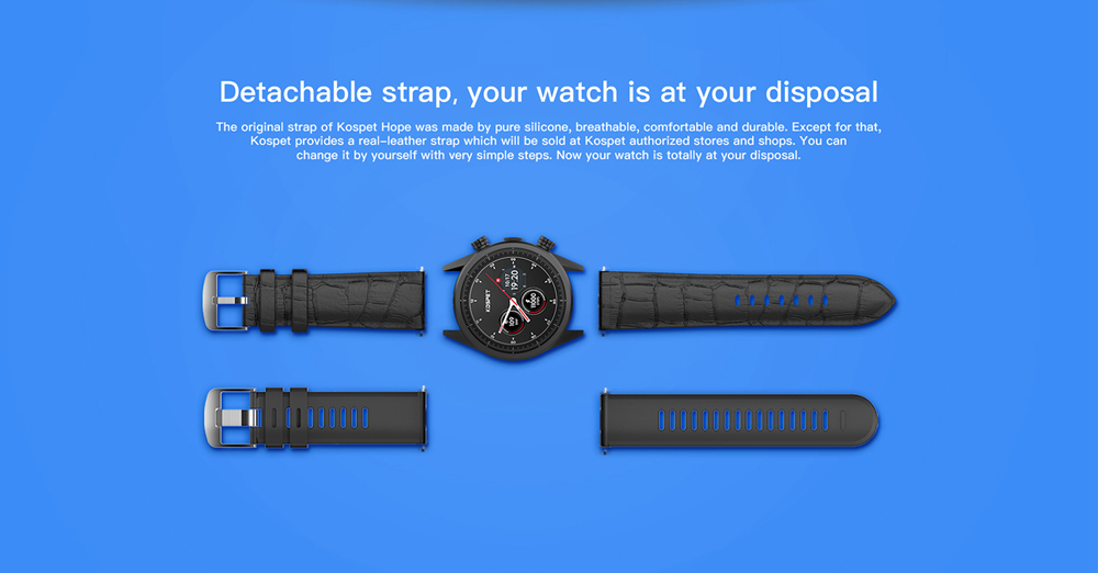 Kospet Hope 4G Smartwatch Phone Android 7.1 MTK6737 Quad Core 3G RAM 32G ROM 1.39 inch AMOLED Screen GPS WiFi Heart Rate Monitor Silicone Strap - Black