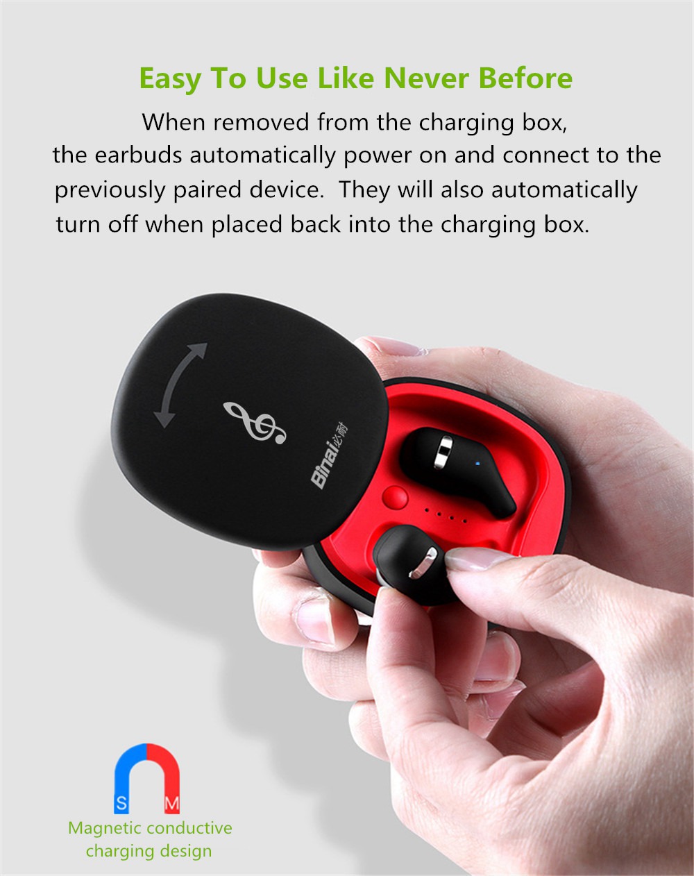 BINANI Mini A8 HiFi Bluetooth V5.0 Earbuds IPX5 Water Resistant 700 mAh Charging Box  -  Yellow