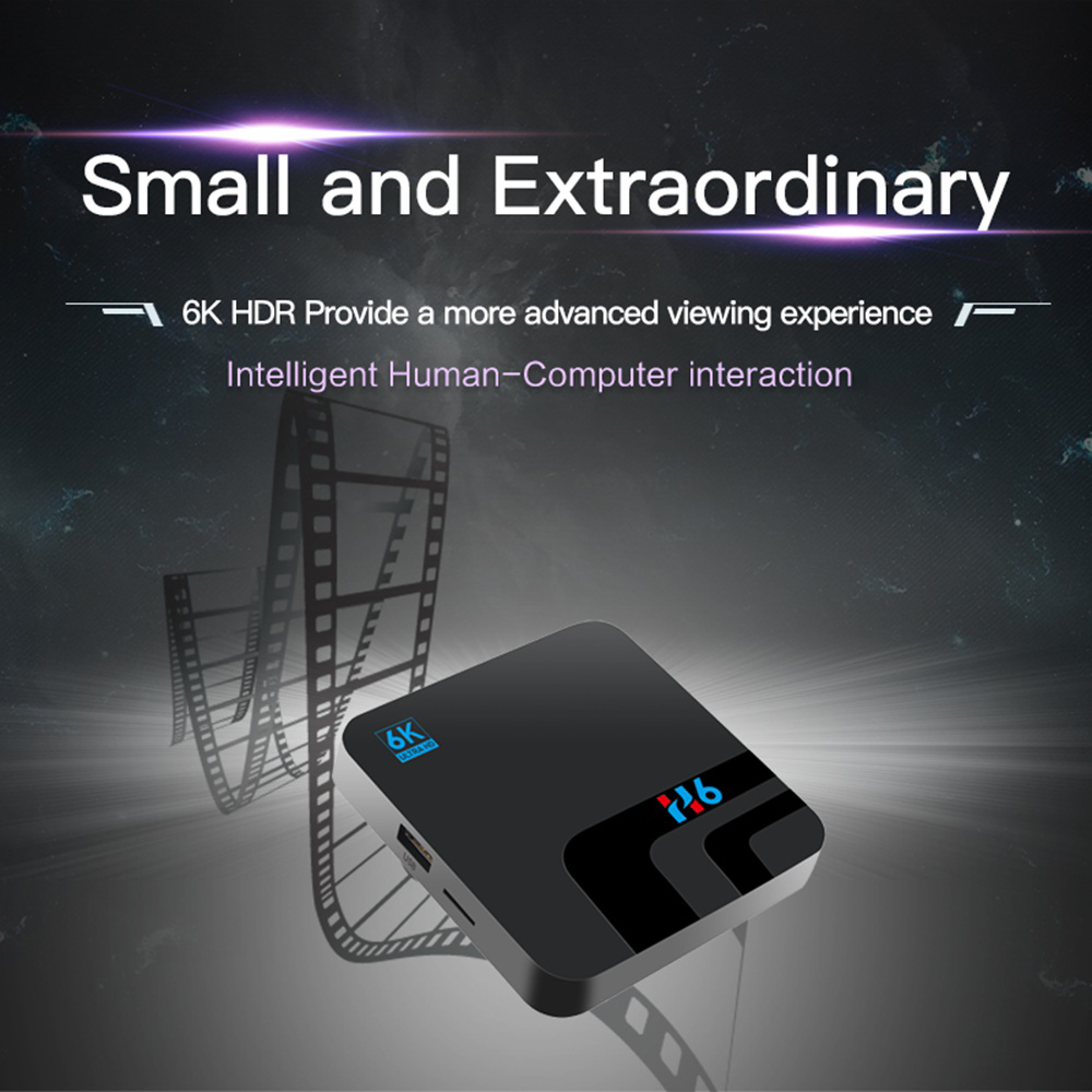 H6 Allwinner H6 Android9.0 4G/32G 6K HDR TV Box 2.4G WiFi 100Mbps LAN USB3.0 - Black