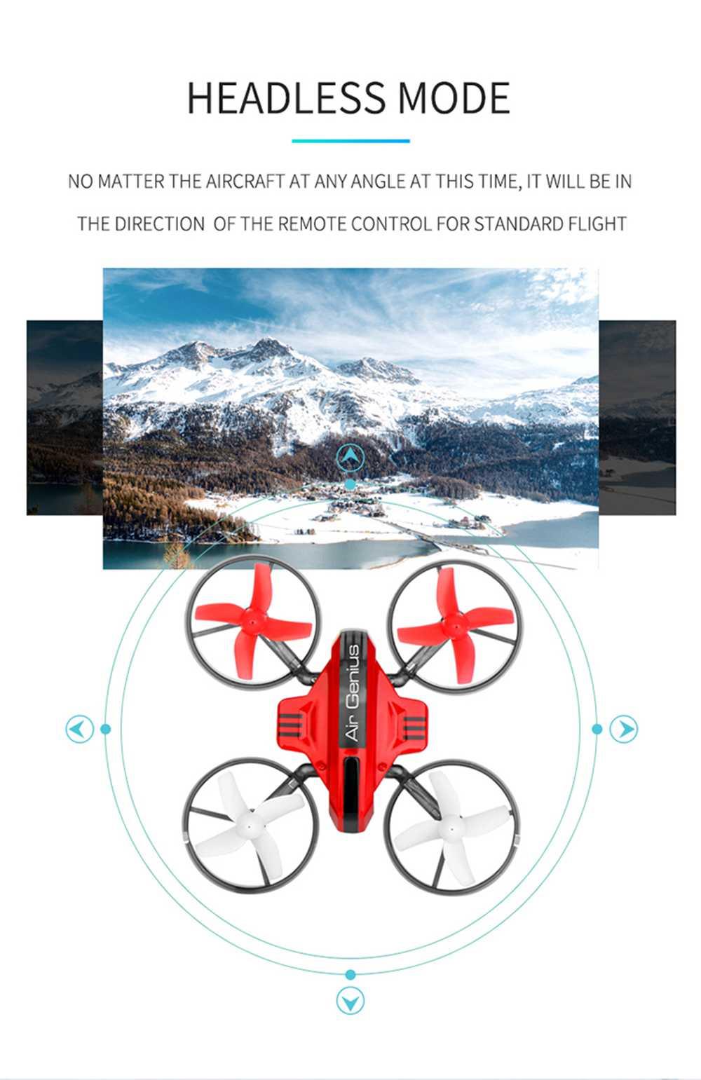L6082 Air Genius RC Quadcopter Airplane Tiny Whoover All-In-One DIY 2.4G RC Drone For Kids Gift RTF Red - Three Batterie Version