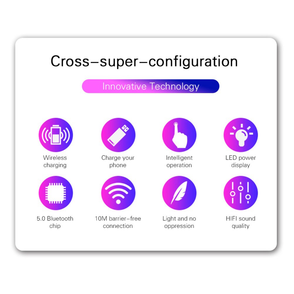 G6S Bluetooth 5.0 TWS In-ear Earbuds HiFi Siri Assistant support QI Wireless Charging3500 mAh Charger Box - Black