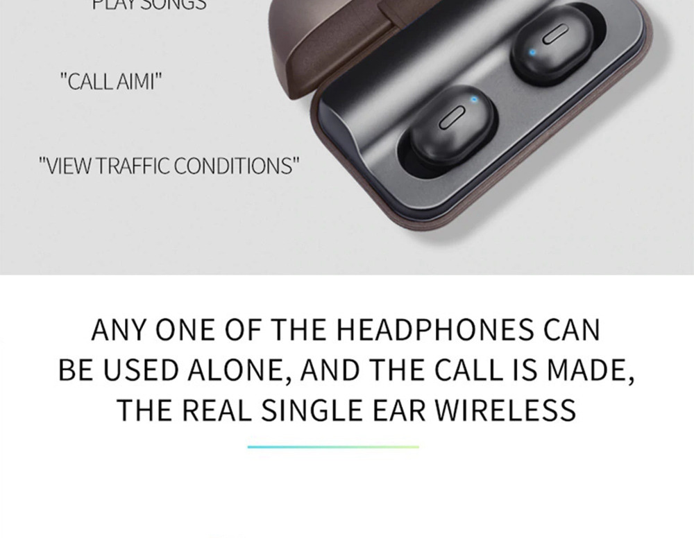 T1 Pro Bluetooth 5.0 TWS Earbuds Unilateral Use 2200mAh Charging Box Siri Binaural Call Titanium Film Drivers IPX6