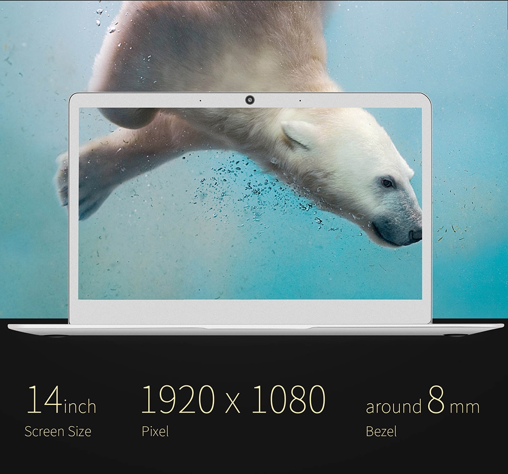 Jumper EZbook 3 Plus 14.1" Notebook Windows 10 Intel Core m3-7Y30 Dual Core 2.6GHz 8GB RAM 128GB HDMI Wifi Bluetooth USB3.0 Camera - Silver