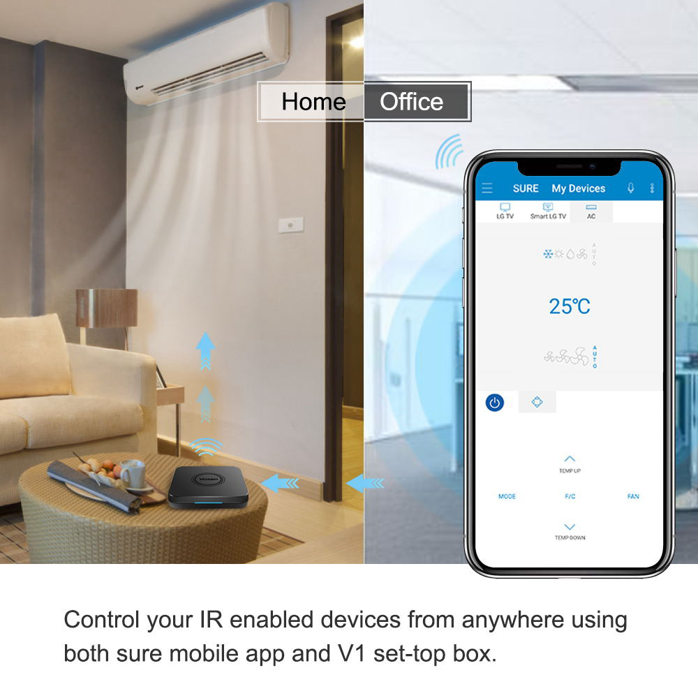 VOSEN V1 Amlogic S905x2 Android TV 9.0 2GB DDR4 16GB eMMC 4K TV Box Bluetooth Z-Wave 2.4G/5G WIFI USB 3.0 -- Black