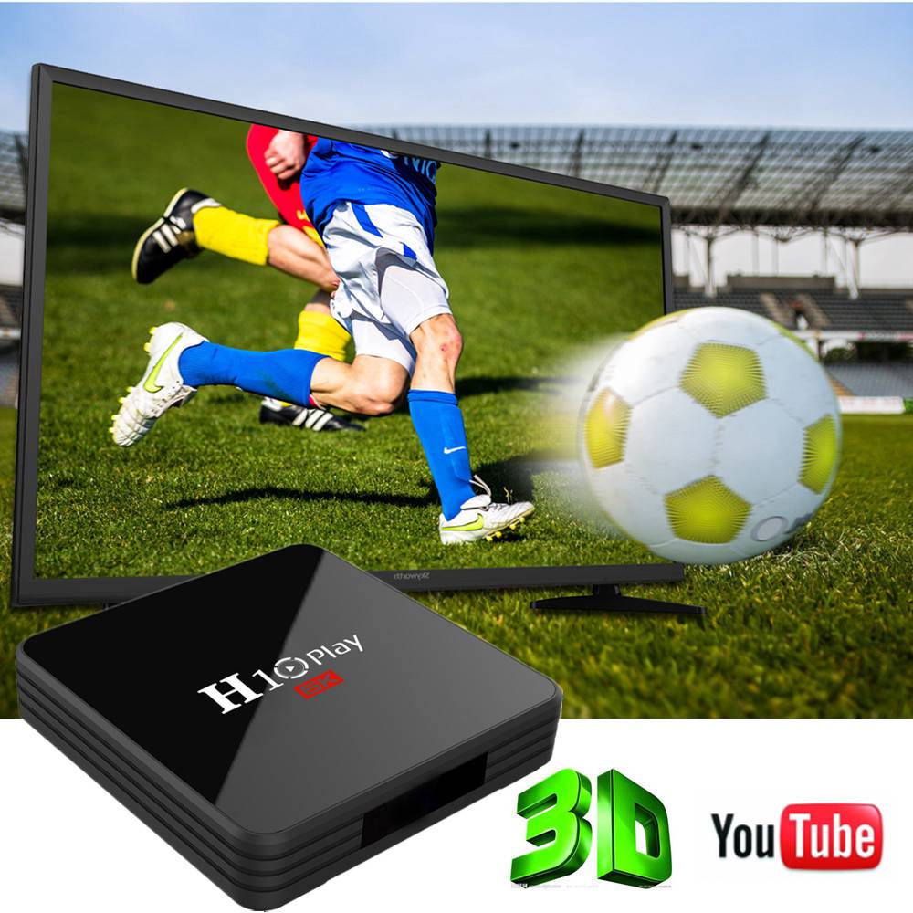 H10 Play Allwinner H6 Android 9.0 6K TV Box 2GB/16GB USB3.0 WiFi LAN Youtube Netflix AirPlay - Black