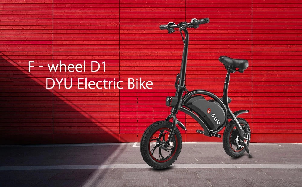 [Standard Edition] F-wheel D1 DYU Electric Bike Folding Design Smart Controlling 12 Inch Wheels - Black