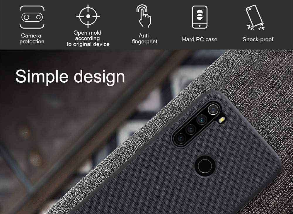 NILLKIN Protective Frosted PC Phone Case For Xiaomi Redmi Note 8 Smartphone - Black