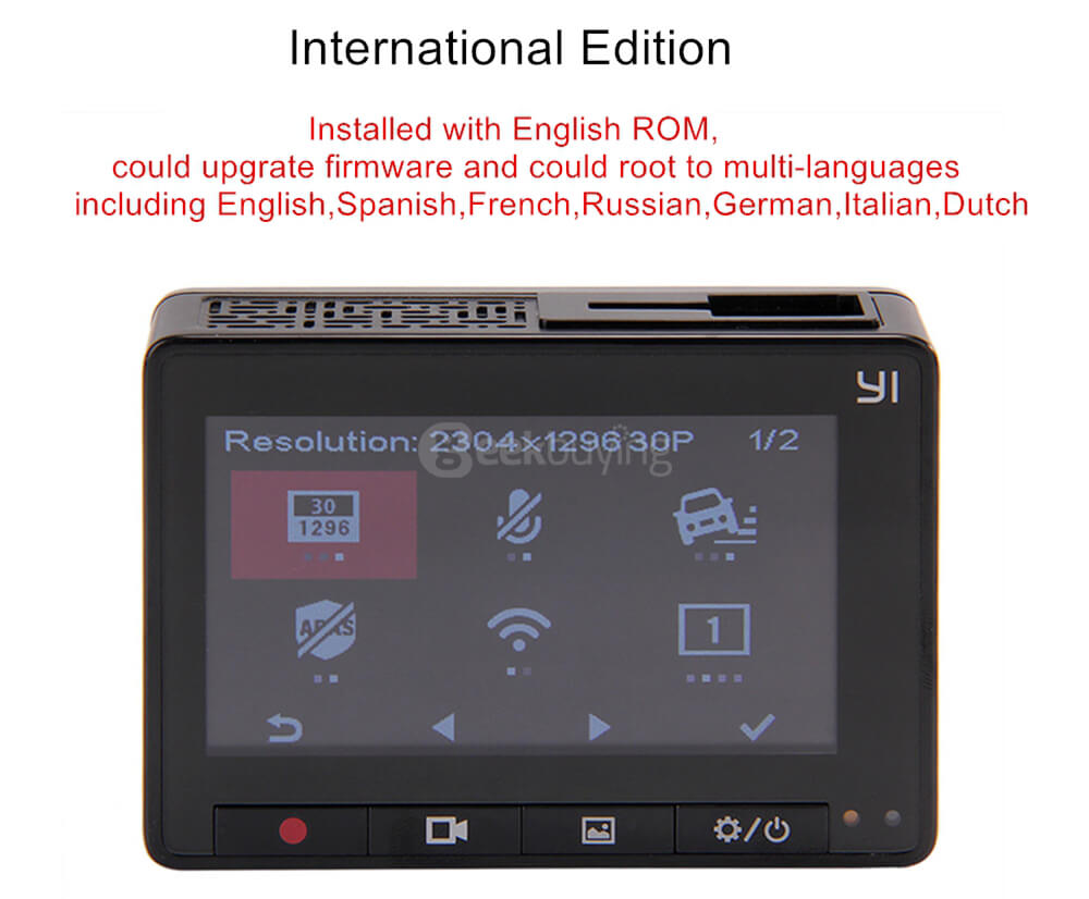 [HK Stock] [International Edition] Xiaoyi Yi Smart Car DVR Dash Camera 1080P 60FPS 165 Degree WiFi Built-in 240mAh Battery Support Android & IOS - Grey