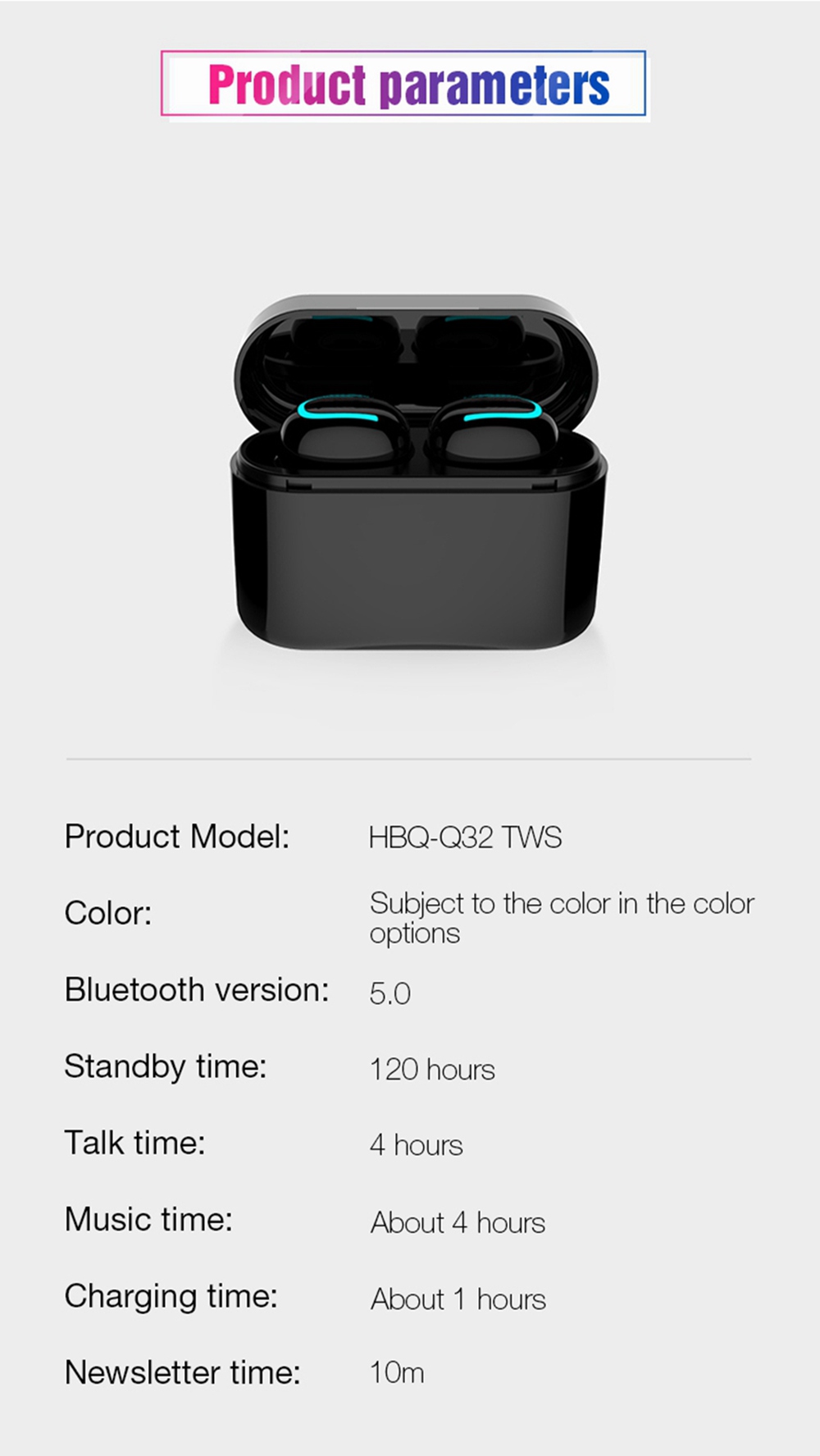 Hbq Q32 Tws Bluetooth 5 0 Earbuds White