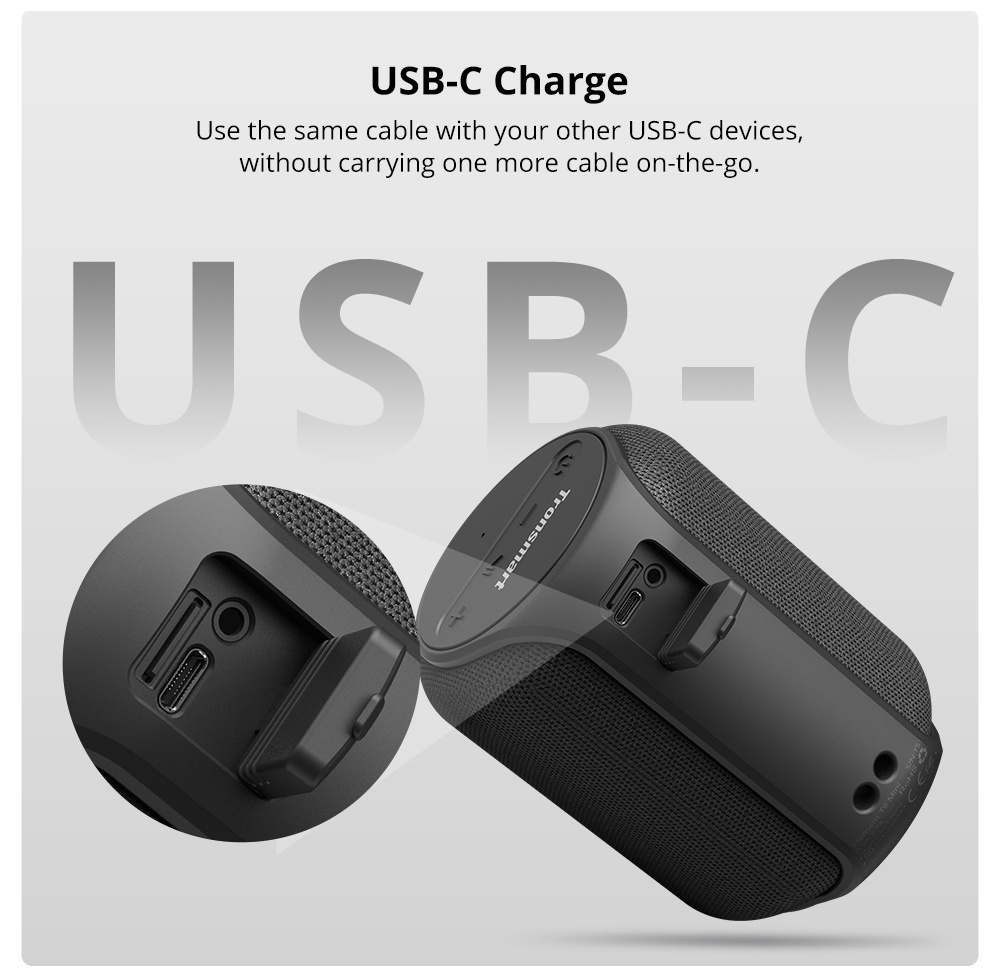 Tronsmart Element T6 Mini Bluetooth 5.0 Speaker 30m Connection Siri Google Assistant IPX6 24H Playtime USB-C