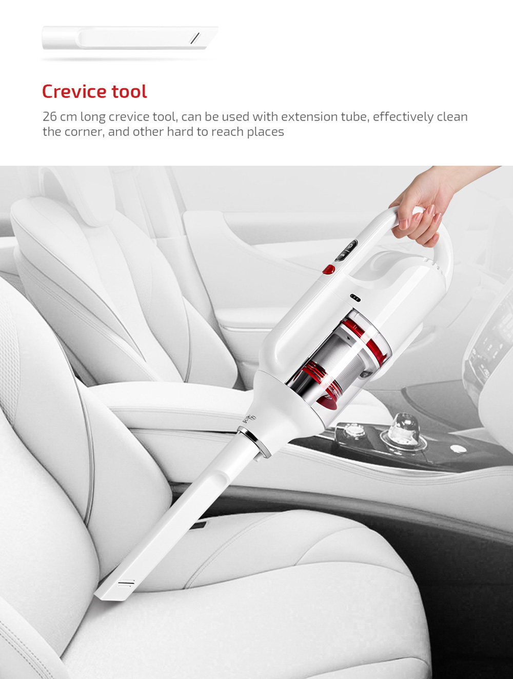 PUPPYOO T10 Home Cordless Stick Vacuum Cleaner 17.5Kpa Powerful Suction 45 Minutes Runtime - White