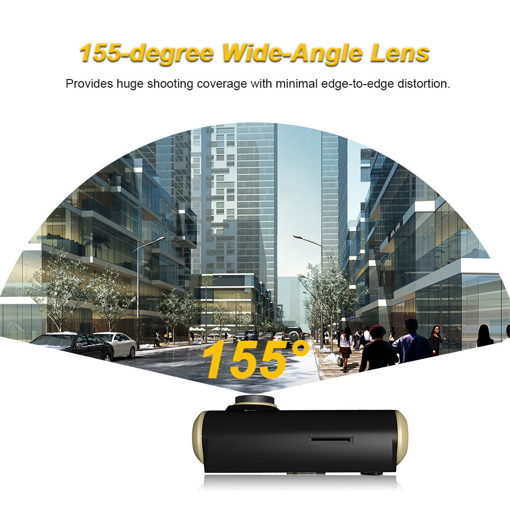 PAPAGO GoSafe 525 Ambarella A7L OV4689 2.0 Inches LCD Display Car DVR Camera 1296P 155 Degrees Angle Night Vision - Black + Gold