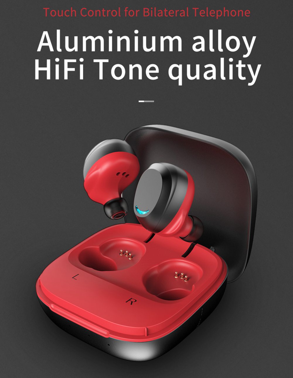 U9 Bluetooth 5.0 TWS IPX7 Earbuds Siri Binaural Call Touch Control 8 Hours Playtime Black