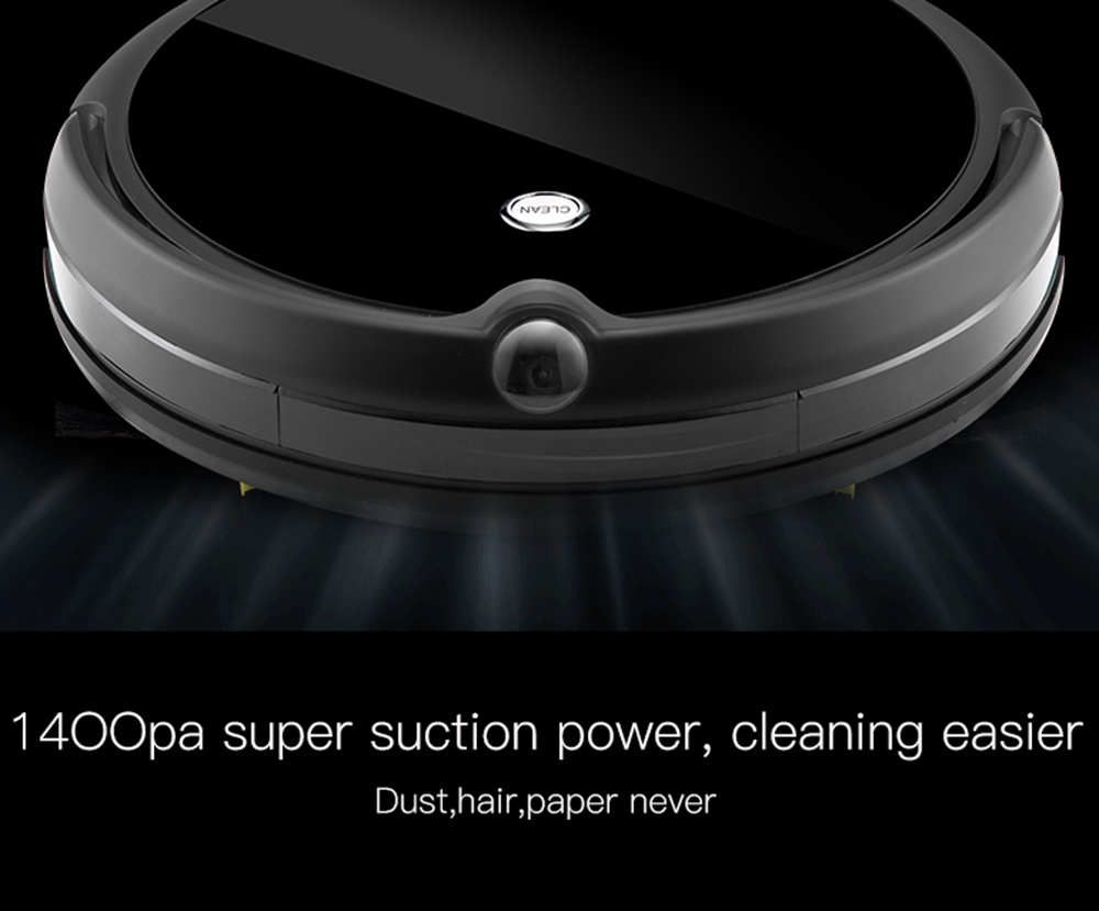 PHIYU A3S Robot Vacuum Cleaner with Camera Audio Communication APP Remote Control Gyro Sensor Auto Recharge - Black