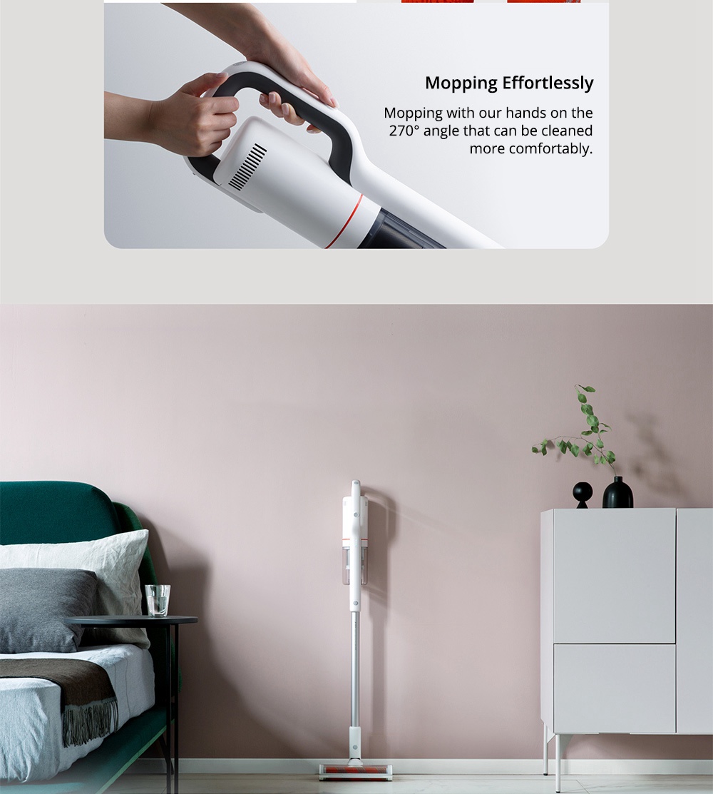 Xiaomi Roidmi NEX Handheld Cordless Vacuum Cleaner 2 in 1 Cleaning and Mopping 23500 Pa Suction APP Control 60 Min Running Time LED Light - White