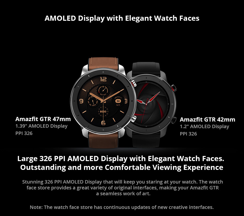 Huami AMAZFIT GTR Smartwatch 1.39 Inch Retina Display 5ATM Water Resistant GPS 47mm Global Version- Aluminum Alloy