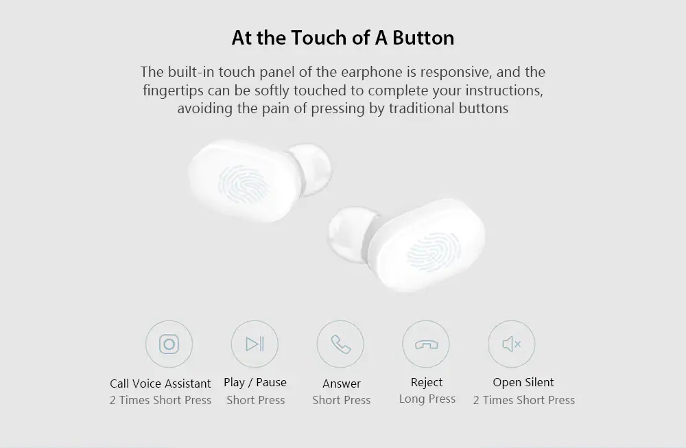 Xiaomi Airdots TWS Wireless Bluetooth 5.0 In-ear EarphoneTouch Control with Charging Box - White