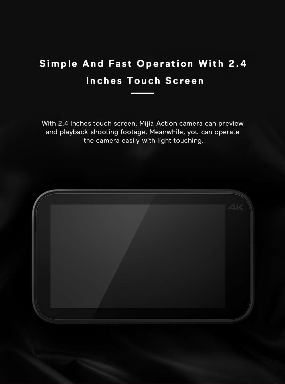 Xiaomi Mijia Ambarella A12S75 Sony IMX317 2.4inch Touch Screen 4K Action Camera 7p Lens EIS 6-axis 145 Degree Wide Angle 1450mAh Battery - Black