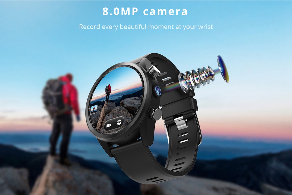 Kospet Hope Lite 4G Smartwatch Phone Android 7.1 MTK6739 Quad Core 1G RAM 16G ROM 1.39 Inch AMOLED Screen GPS WiFi Heart Rate Monitor Silicone Strap - Black