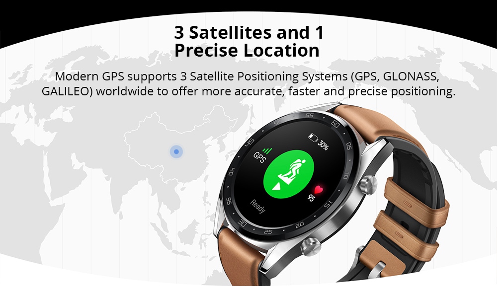 HUAWEI WATCH GT Sports Smart Watch 1.39 Inch AMOLED Colorful Screen Heart Rate Monitor Built-in GPS - Brown