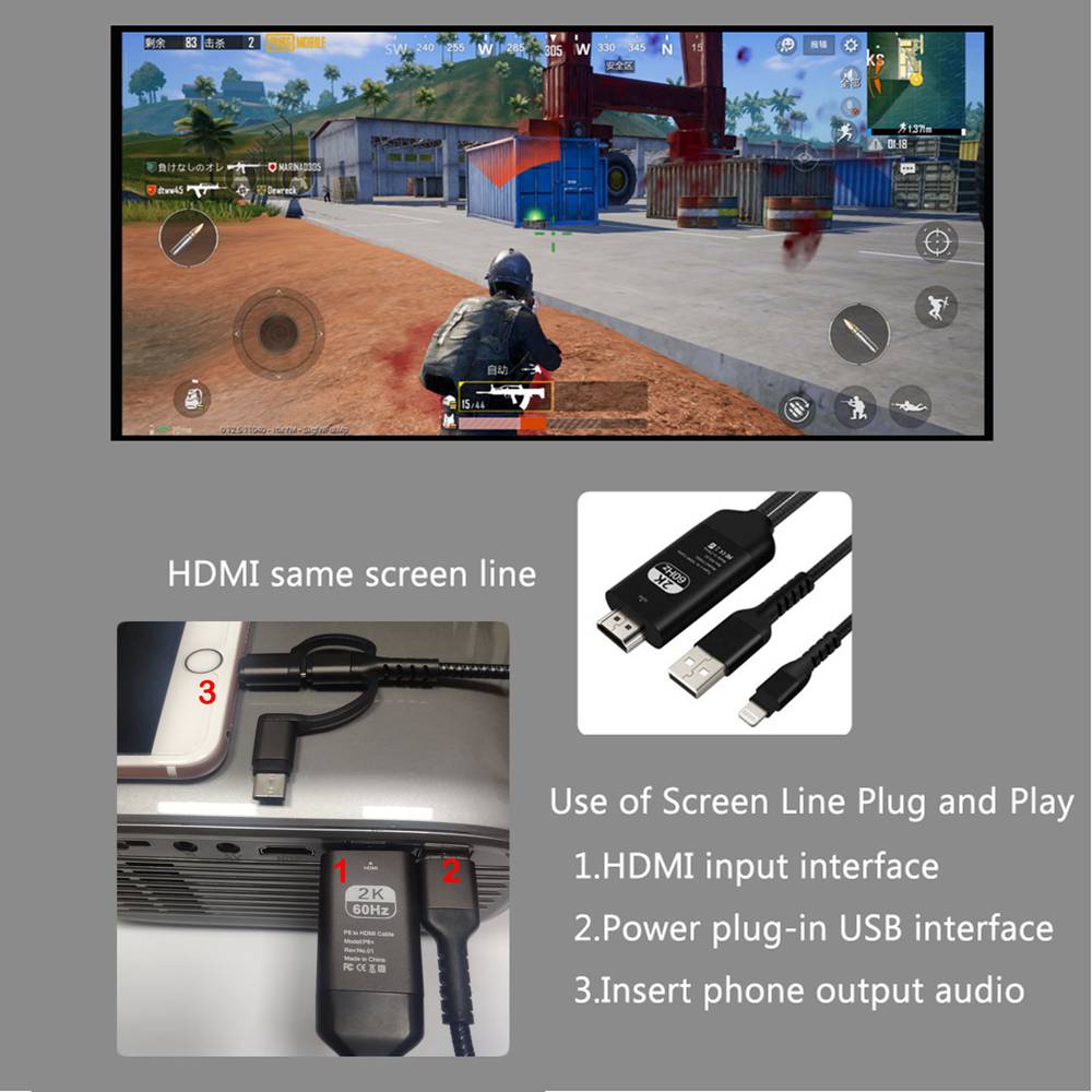 Uhappy U43 2600 Lumens 1080P LED HD Projector support AV\VGA\USB\SD\HDMI*2