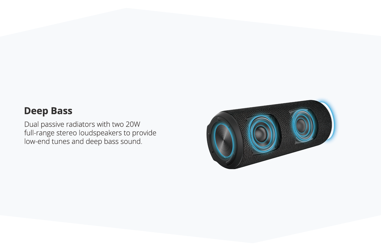 Tronsmart Element T6 Plus SoundPulse™ Portable Bluetooth Speaker with 40W Max Output Deep Bass IPX6 Waterproof - Black