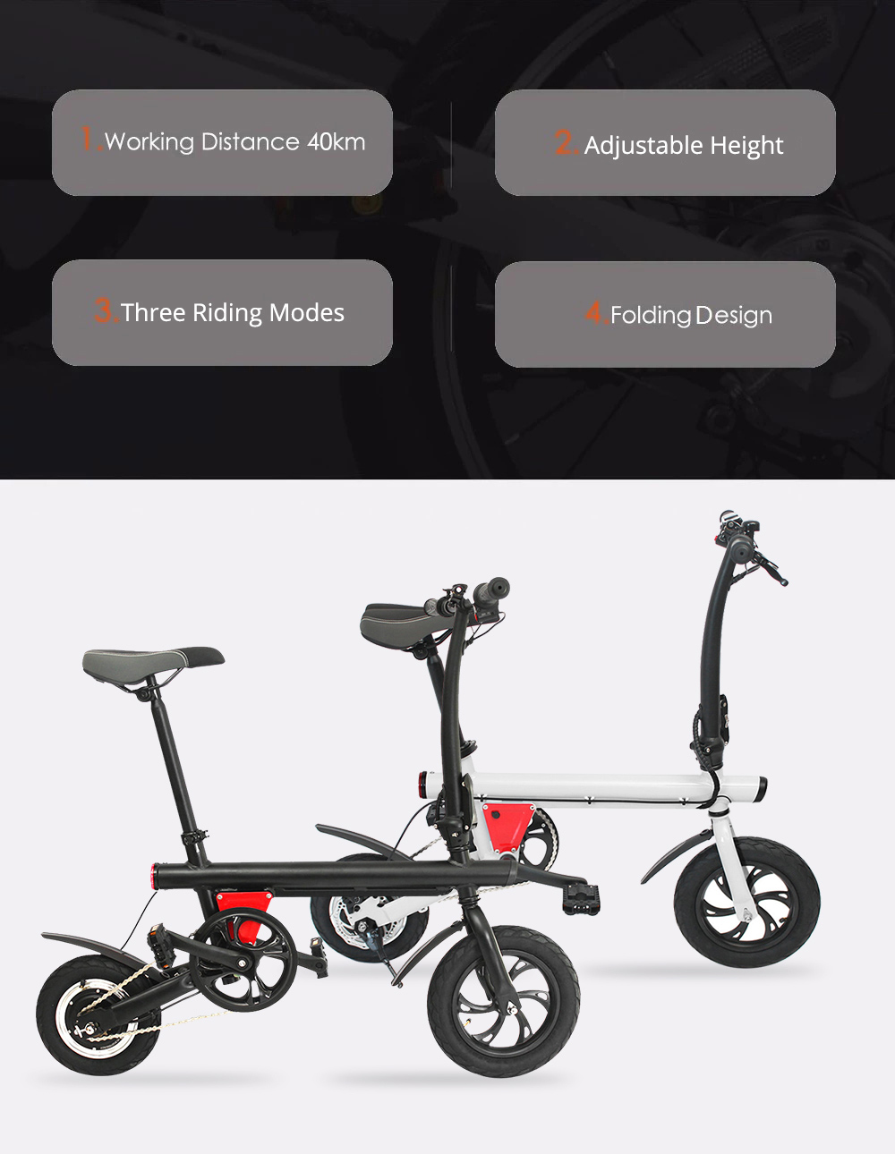 E-Bike Y1 Portable Smart Folding Bicycle 5Ah Mopied Electric Bike - Black