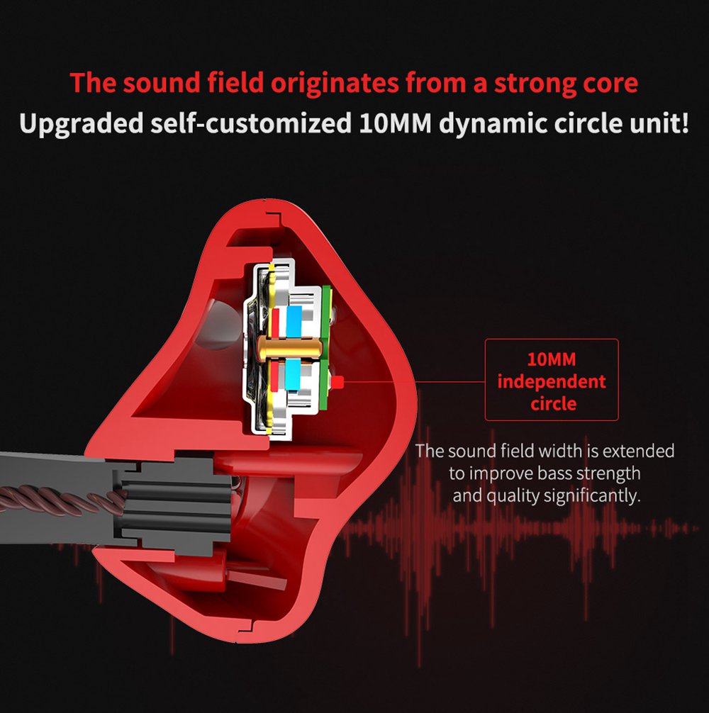 QKZ VK3 3.5mm Port Wired In-ear Earphones Bass Stereo 40KHz Hi-Res with Mic