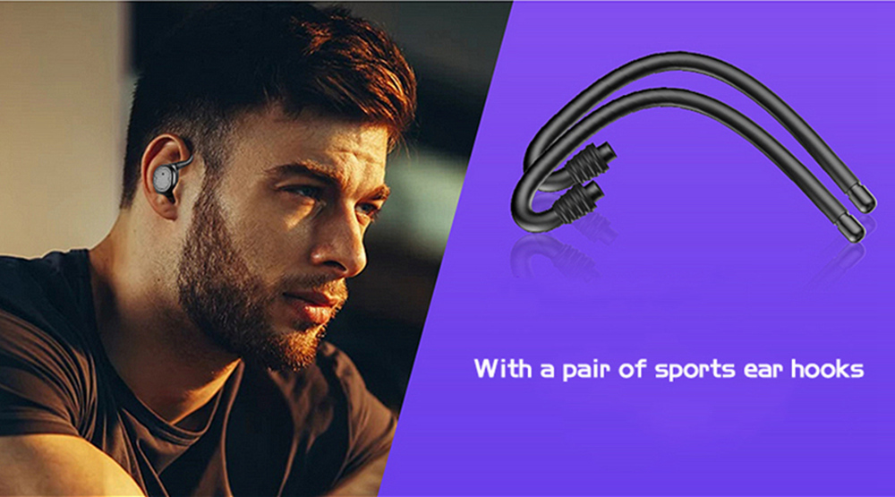 TWS-8 Bluetooth 5.0 Earbuds with Mic IPX4 Water Resistant - Black