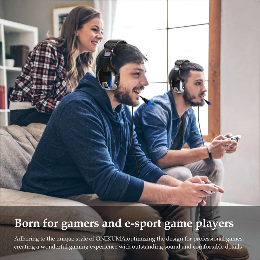Onikuma K12 3.5mm Audio+USB Gaming Headset LED Light Noise Reduction for PS4/Switch/XBOX One/PC