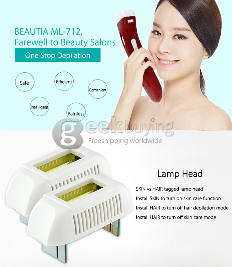 BEAUTIA ML-712 IPL Irradiator Depilator Epilator Hair Remover Skin Care Hair Removal Depilation 3 Levels Energy Adjusting - White