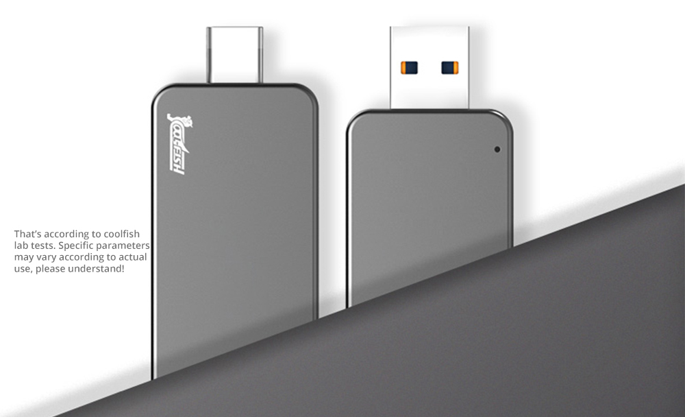 Coolfish GO NGFF 128GB SSD Multifunctional Dual-purpose External Solid State Drive Max Read Speed 480MB/S M.2 Interface - Dark Gray