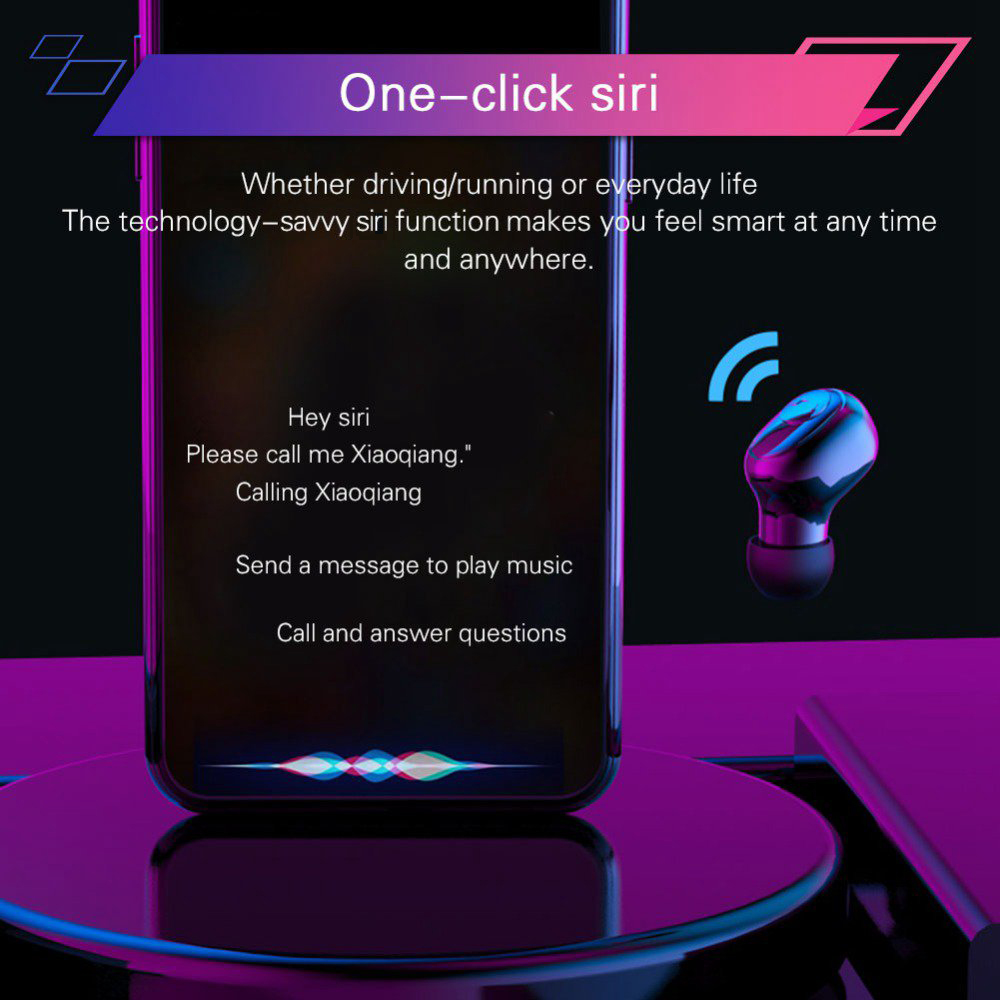 G6S Bluetooth 5.0 TWS In-ear Earbuds HiFi Siri Assistant support QI Wireless Charging 3500 mAh Charger Box - Black