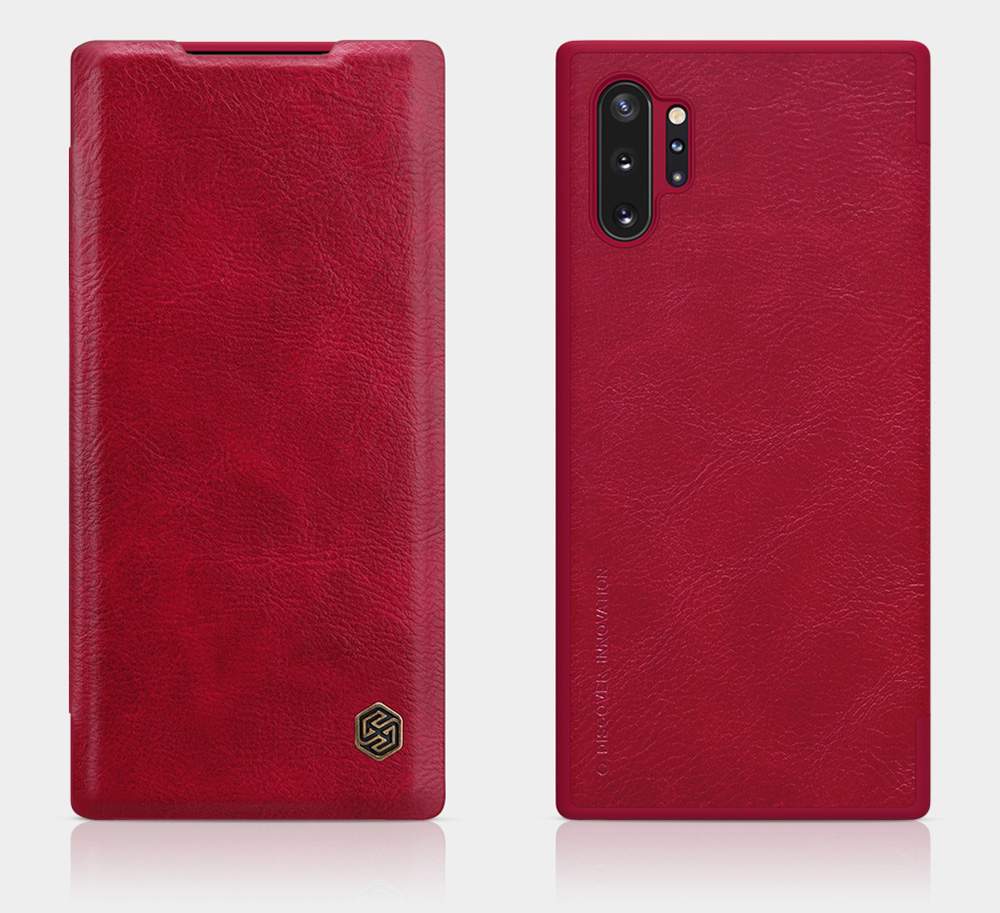 NILLKIN Protective Leather Phone Case For Samsung Galaxy Note 10+ / Note 10+ 5G Smartphone - Red